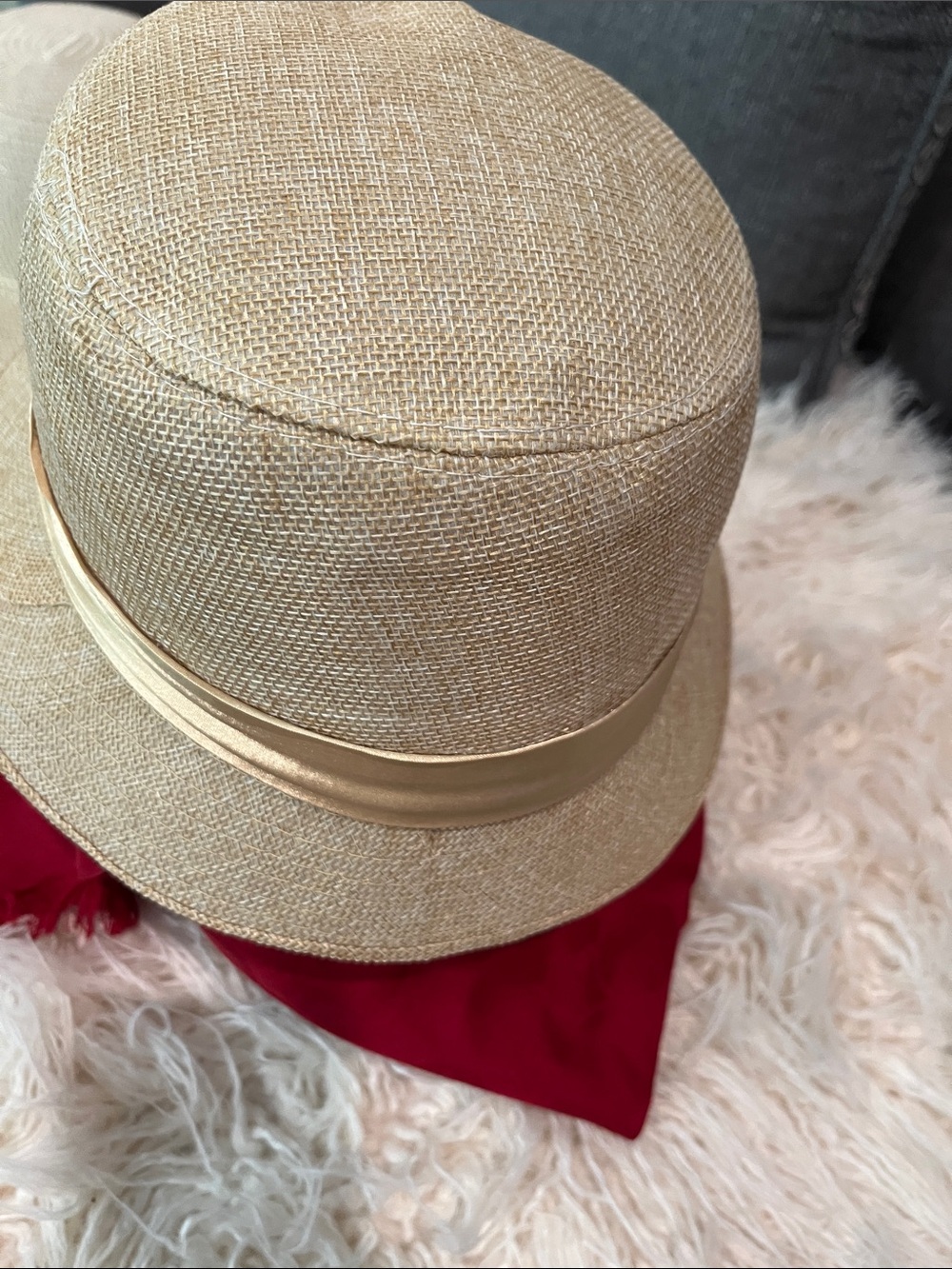Beige Floral Trim Straw Hat for Women BRAND NEW - Picture 3 of 4